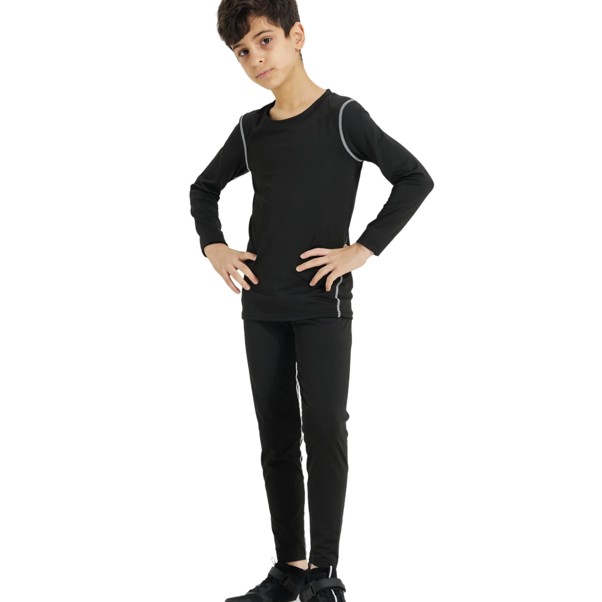 Combinaison de sport d'hiver pour enfants, sous-vêtements thermiques à séchage rapide, vêtements de Compression pour garçons et filles, pour basket-ball et Football