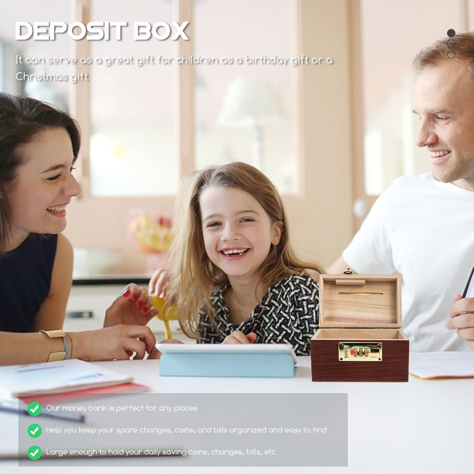 

Retro Wooden Piggy Bank Vintage Storage Case Decorative Money Box Cash Box With Lock Jewelry Organizer