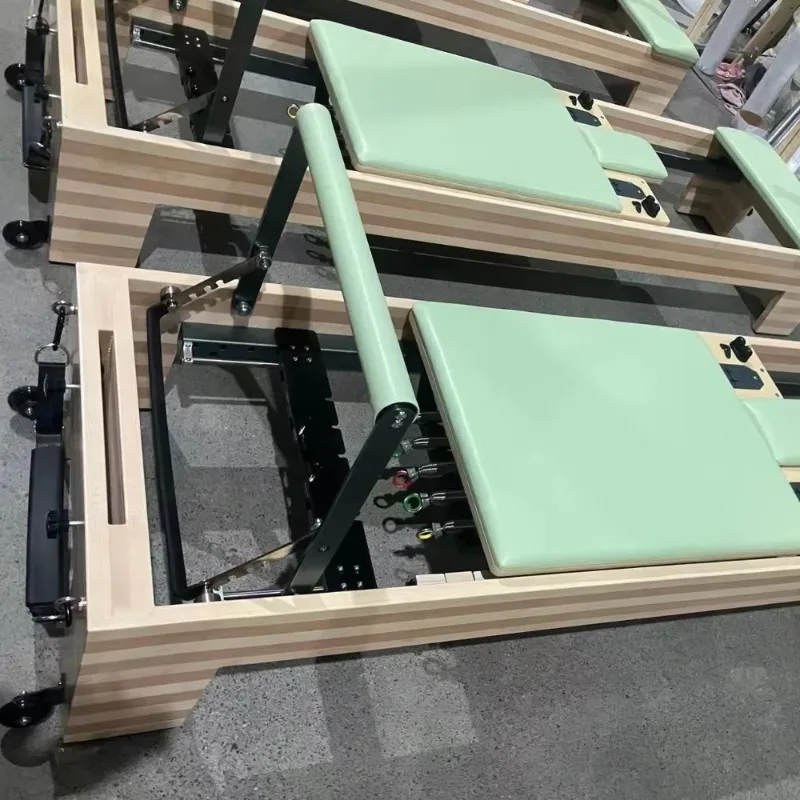 YTYIN Premium Hardwood Pilates Reformer: سرير احترافي من خشب الزان/القيب لصالة الألعاب الرياضية والاستوديو #4