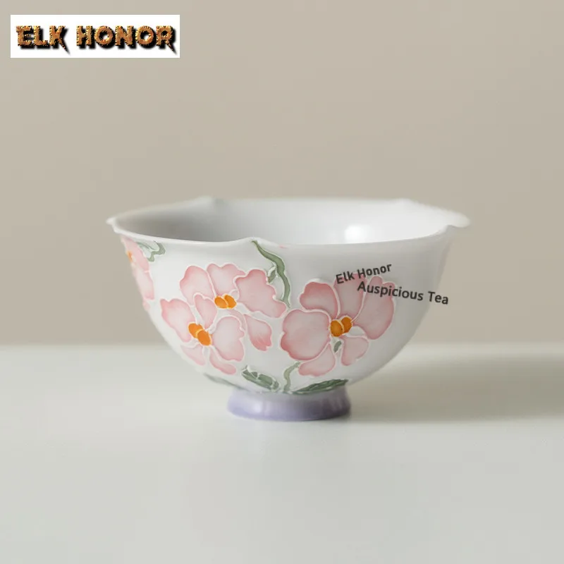 

90ml Hand-painted Butterfly Orchid Teacup Zen Tea Bowl Sample Tea Cup Tea-tasting Fragrance Cup Chazhan Master Cups Tea Services
