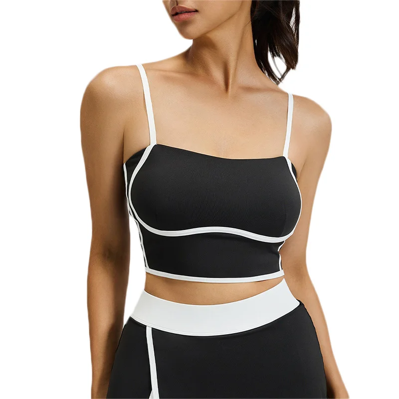 

Aiithuug Бюстгальтер для йоги с квадратным вырезом, длинные спортивные бюстгальтеры, топы для выходных, топ для тренировок, укороченная майка для йоги с мягкой подкладкой на бретельках