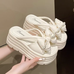 High Platform Sandals Women New 2024 Summer Breathable 7.5CM High Heels Ladies Leather Sneakers Chunky Slippers Sandalias Mujer