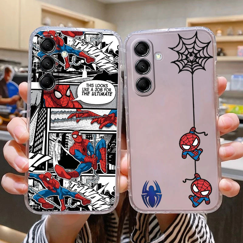 For Samsung Galaxy A54 5G Clear Soft TPU Phone Case Cartoon Marvel Spiderman Funda For Samsung A 54 Galaxya54 Capa Anime Heroes