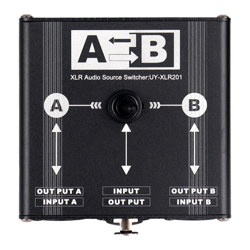 ABGI-2 In 1 Out XLR Audio Switcher XLR Audio Source Switcher Manual Selector Audio Switcher 2 Male XLR 1 Female 6.5+XLR