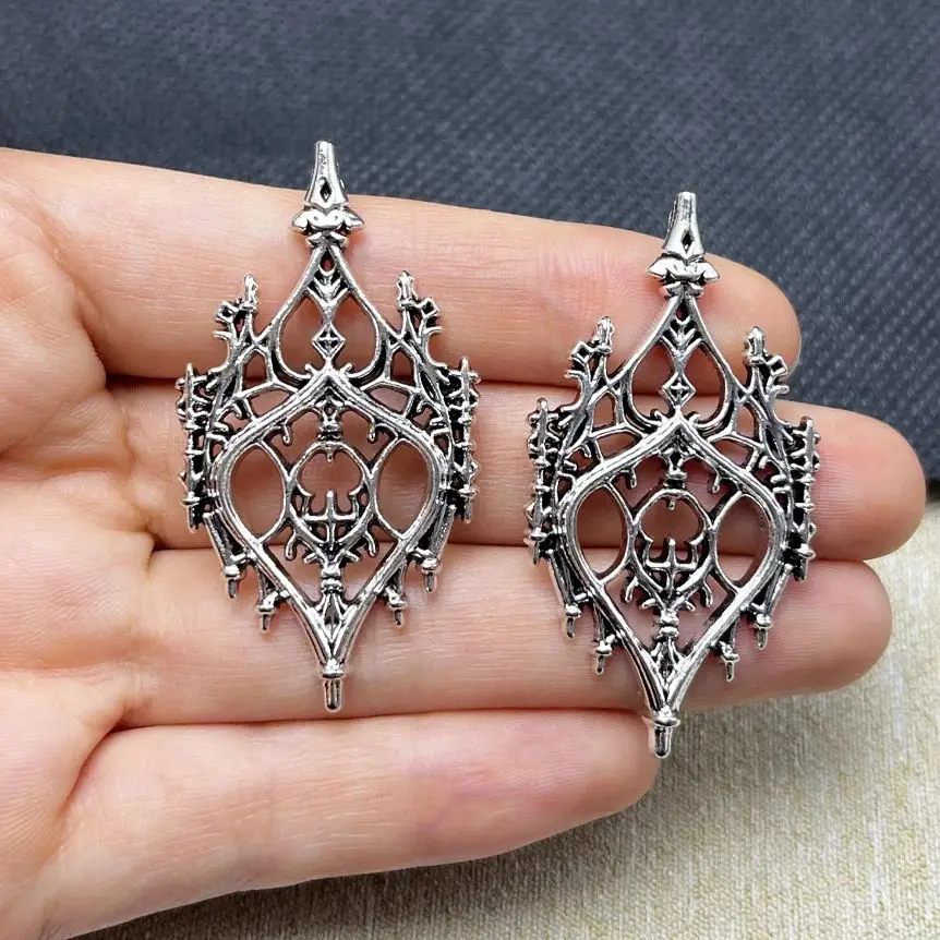 3Pcs Old Castle Pendants  , Gothic jewelry, Pagan, Alternative accessories, Hollow Castle, Retro, Witch, Punk, Magic School,