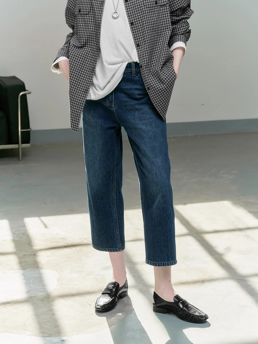 

Amyy Studios Classic Street Sle Cotton Denim Jeans Slimming Leg Lengthening Eighteen orts New Colors Ladies' l Waist