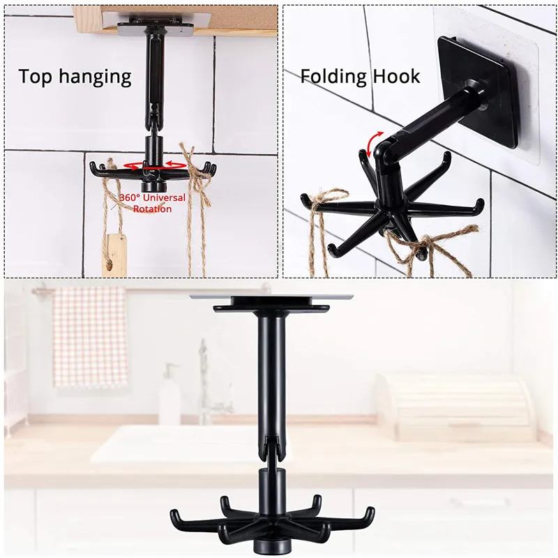 1/2pcs Universal Hooks Punch-free Non-marking Stickers Kitchen Organizer Rotated 360 Degrees Weighing Hook Home And Bar Storage