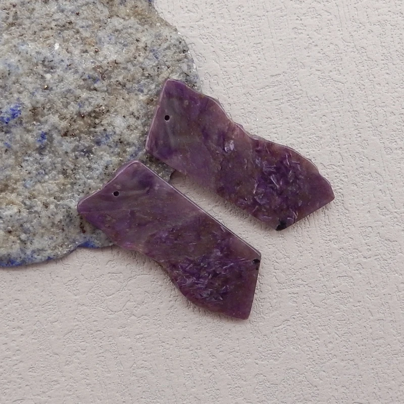 Natural Stone Charoite Nugget Earring Beads,Fashion Jewelry DIY Gemstone Earrings Accessories For Women 41x16x3mm 8g