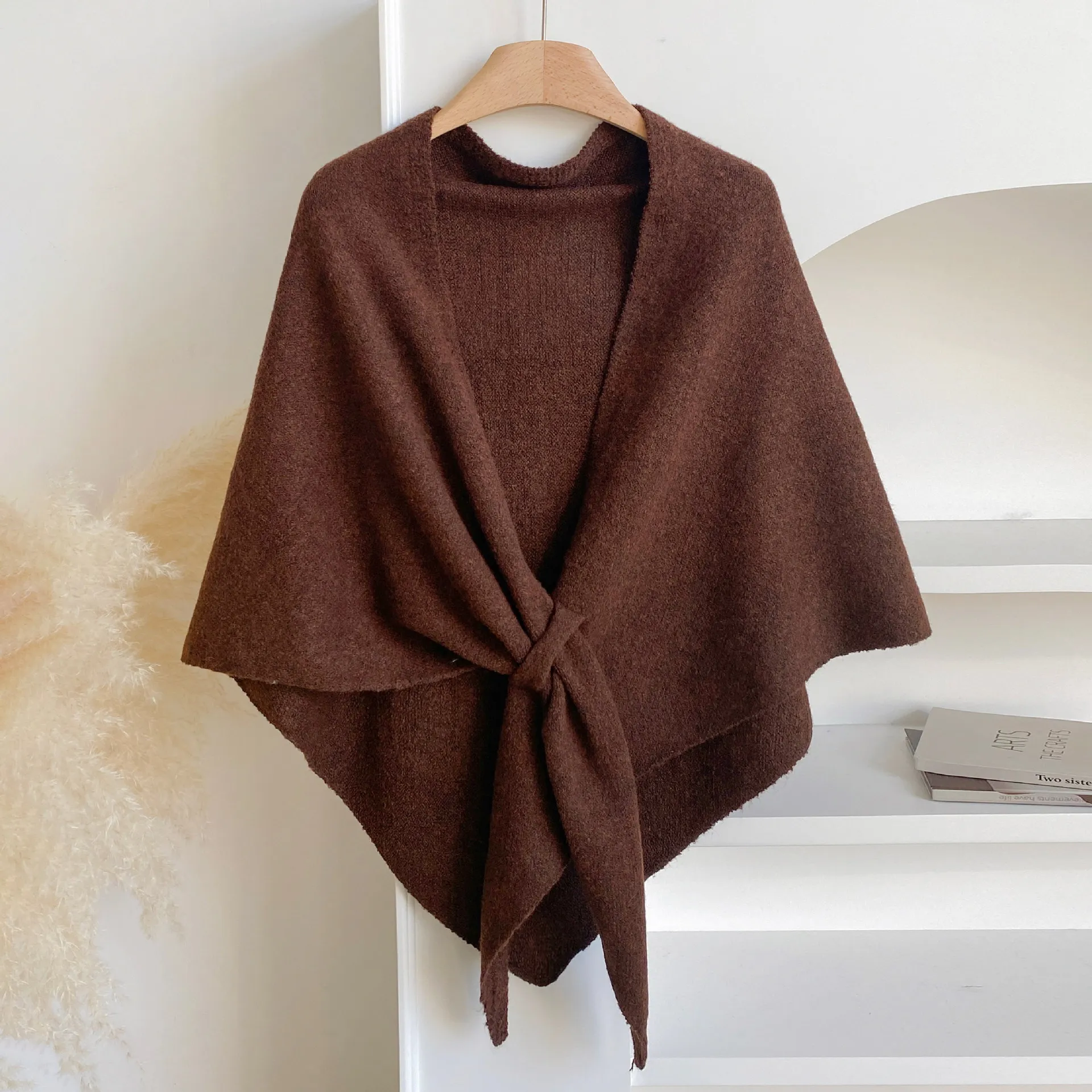 

2025 New Luxury Triangle Cape Wrap, Soft Knitted Shawl for Women, Elegant Solid Color Warm Poncho Cape Collar