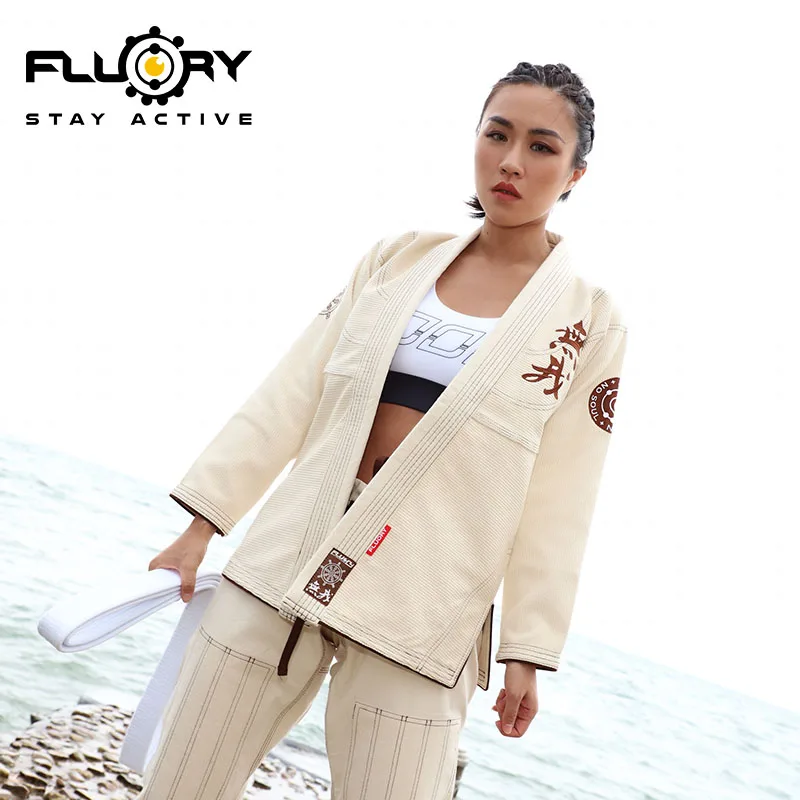 Fluory Female High Quality karate Dobok Adult Uniform Suit  Judo White Collar Kickboxing MMA Martial Arts Training Clothes