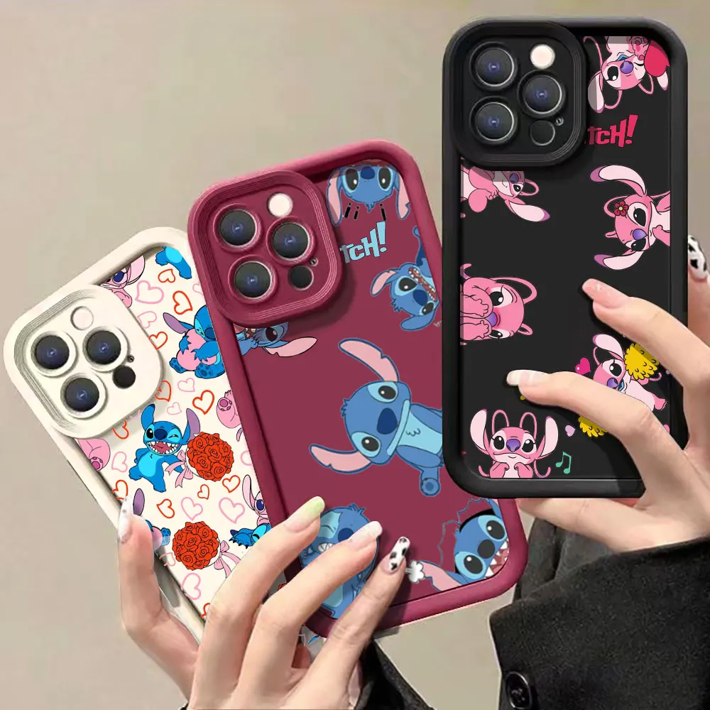 

Cartoon Lilo Stitch Anime Phone Case For Huawei P50 P40 P30 P20 Mate 40 30 20 Nova 10 7 7SE Pro Liquid Silicone Shockproof Cover