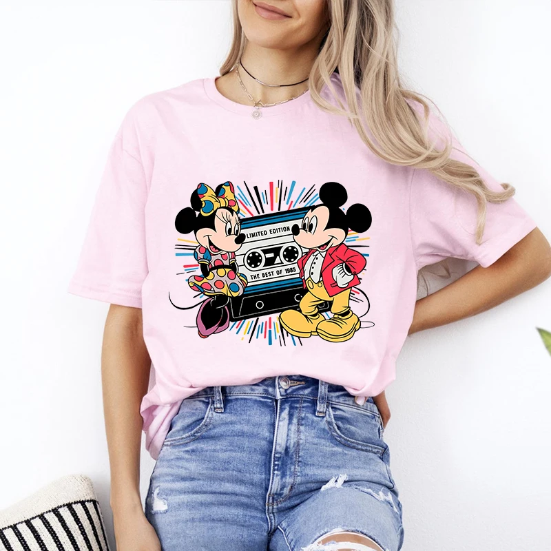 

Disney The Best Of 1985 Cassette Birthday Print Women's T-Shirt Pure Cotton Short Sleeve Casual Top Loose Clothing