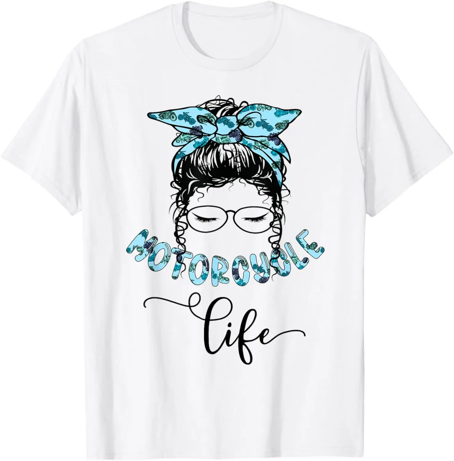 

Motorcycle Life Woman Motorbike Ride Rider Motorcycling Blue T-Shirt