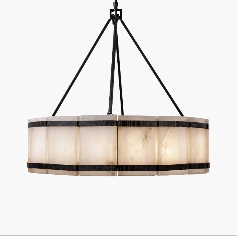 

American postmodern light luxury all-copper marble chandelier designer simple living room dining room bedroom model room villa