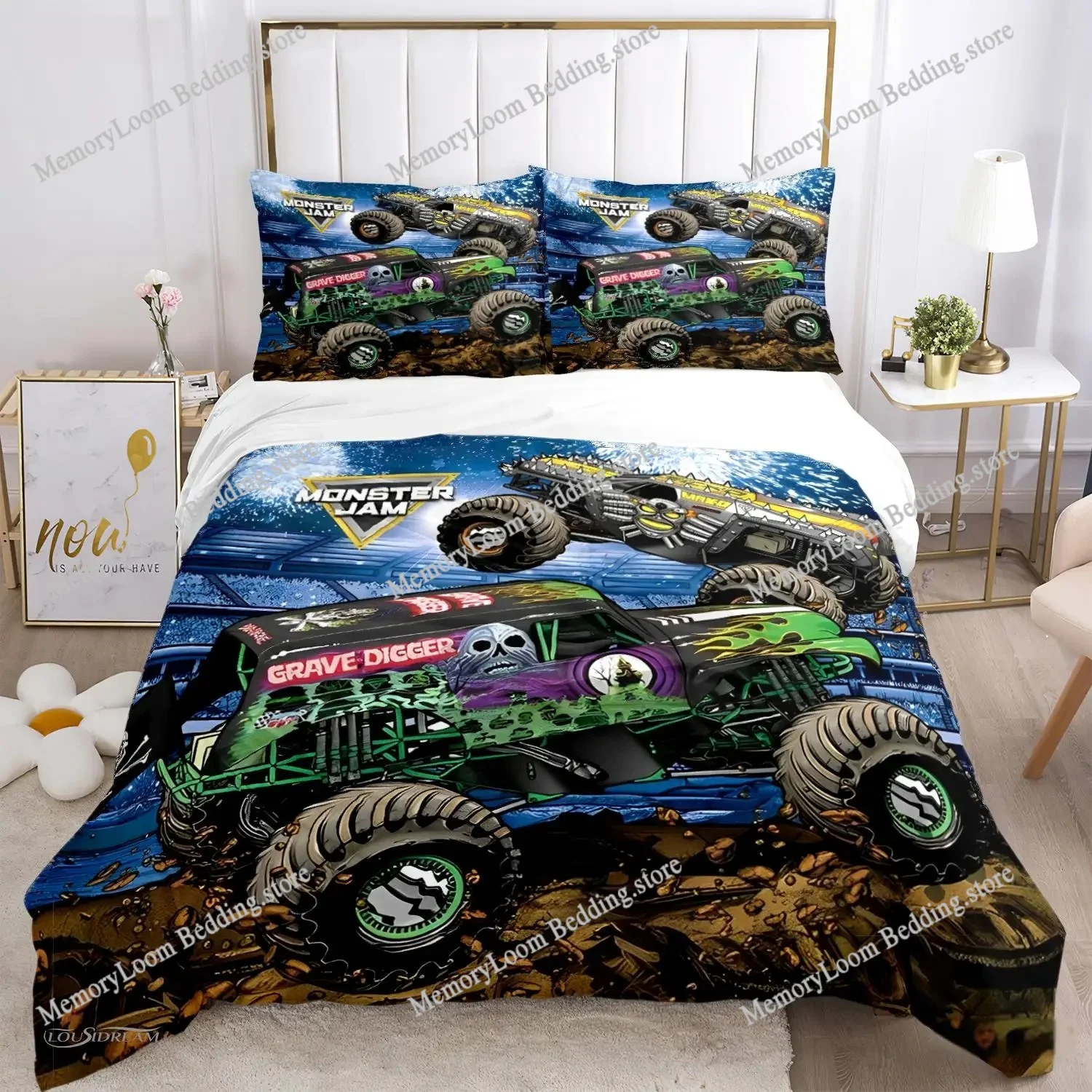 

Cartoon Monster Truck All Season Duvet Cover Comforter Bedding Sets Soft Quilt Cover and Pillowcases SingleDoubleQueenKing