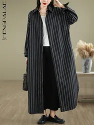 SHENGPALAE Women's Autumn Clothing Long Shirt 2024 Fashion New Korean Casual Elegant Striped Female Chic Oversize Blouse 5C1382