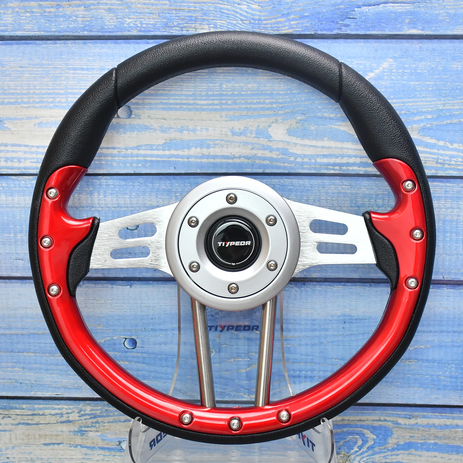 Tiypeor 320mm PU Steering Wheel Slot Flat 30mm Deep Bracket for Sim Racing Game