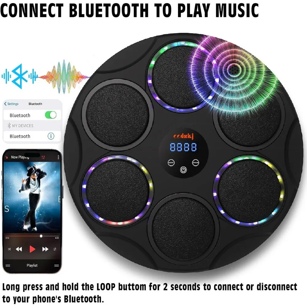 Music Boxing Machine with Boxing Gloves,Music Machine,Colorful LED Wall Mounted Smart Bluetooth Music Boxing Trainer