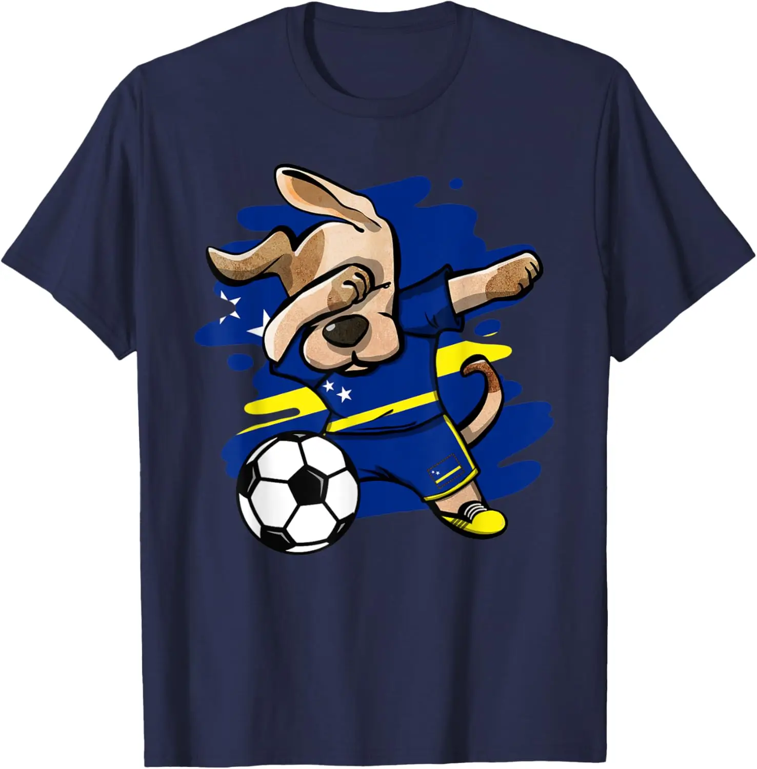 Dabbing Dog Curacao Soccer Fans Jersey Curacao Flag Football Men Women Kids T-Shirt 2026