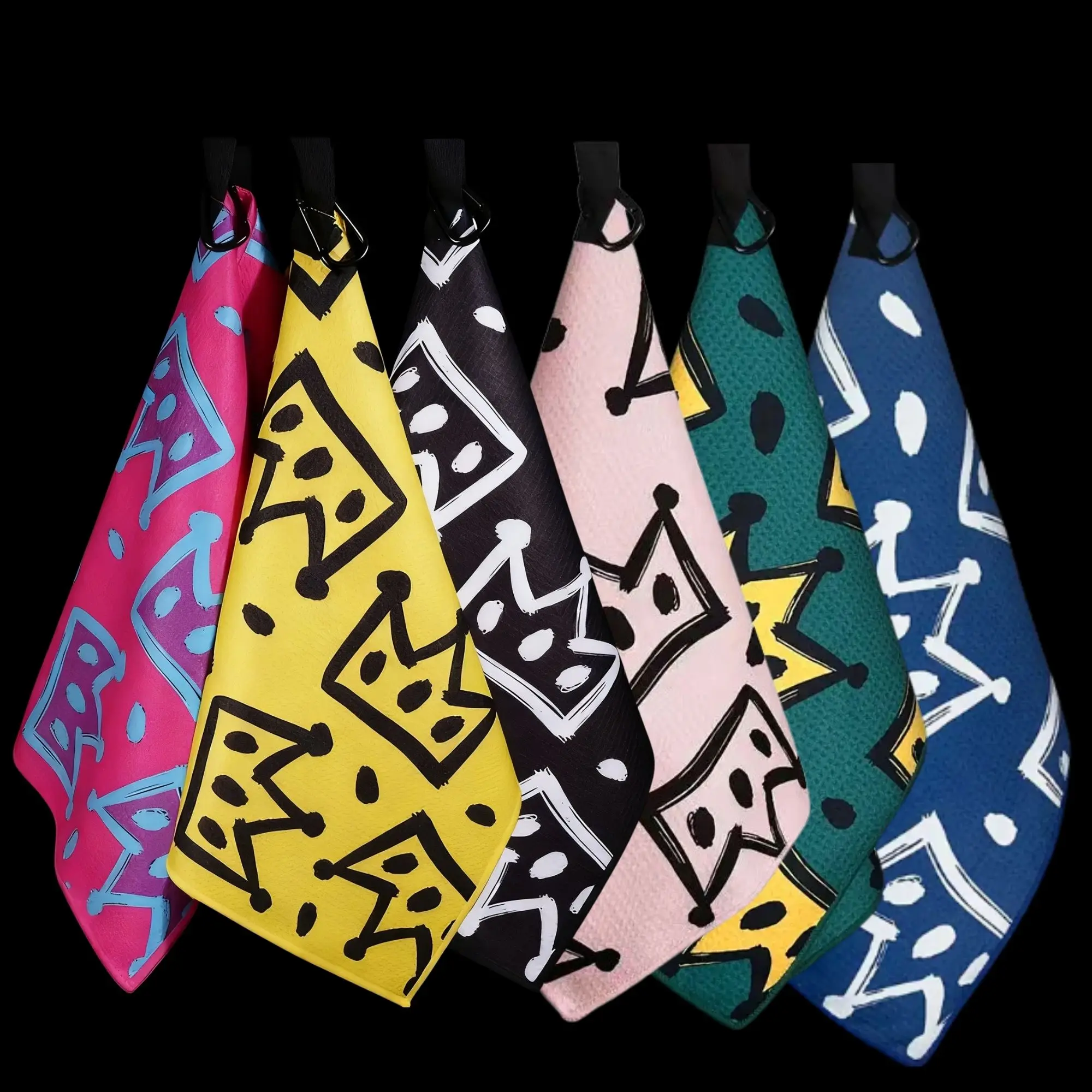 Toalla de golf con corona de moda, tamaño grande de 40x60 cm, tela de gofre súper absorbente de secado rápido, regalo creativo para amantes del bolos de golf