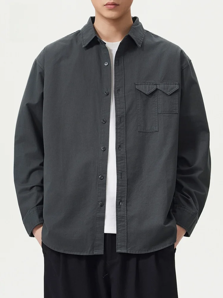 

American Retro Men's Long Sve Cotton irt Loose Fit Color Casual Sle Spring 2026 New Faion Versatile irt