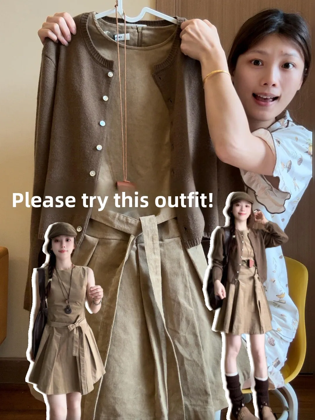 

Ele Vest Dr Women's Spring 2026 New High-End Early Spring Korean Sle Clete Set Faionable French Sle Long Sve