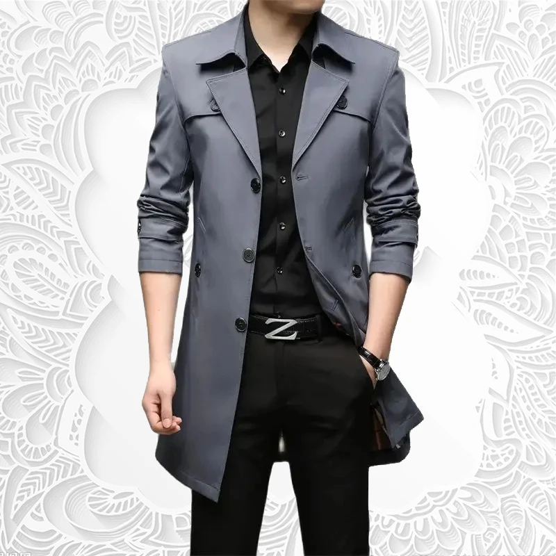 Spring Autumn Fashion New Windbreaker Men's Coat Casual Mid length High Quality Clothing M-8XL