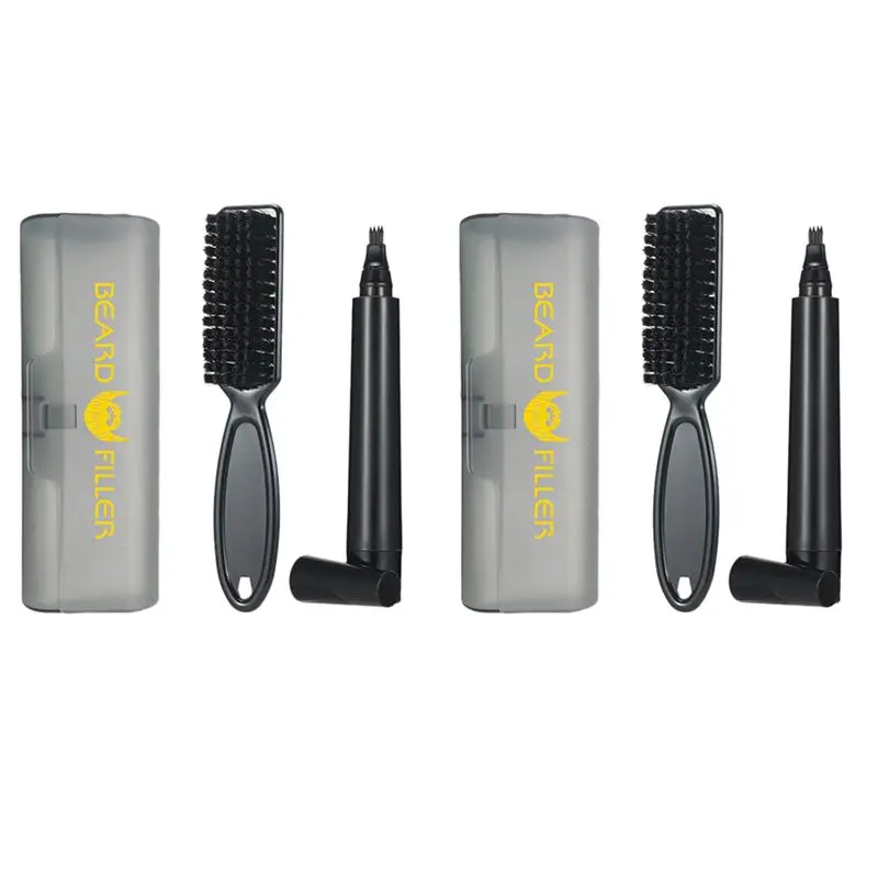 

【FAVORITE】2X Beard Filling Pen Kit Barber Pencil Waterproof Long Lasting Natural Male Mustache Repair Shape Styling Tool(Black)