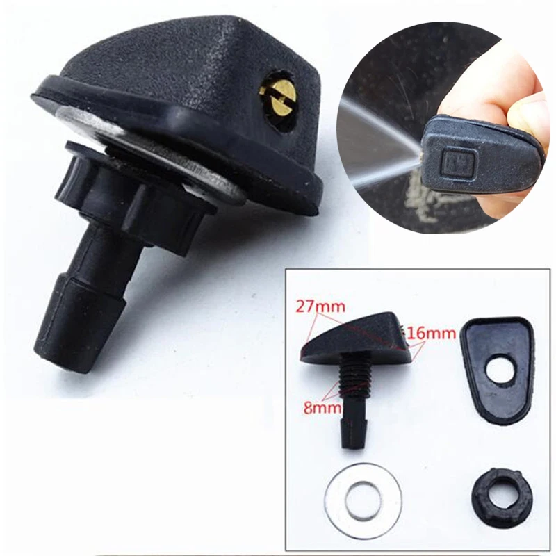 1PC Universal Car Windshield Washer Wiper Water Spray Nozzle Black Plastic Fan Shaped Adjustable Nozzle Car Supplies Accessories