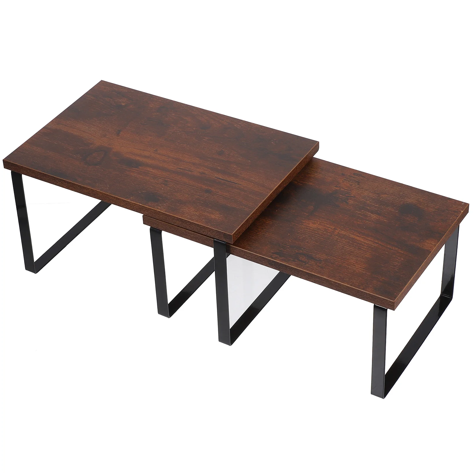 

2Pcs Stackable Kitchen Shelf Wood Multifunctional Cabinet Countertop Organizer for Spices and Office Supplies Storage Display