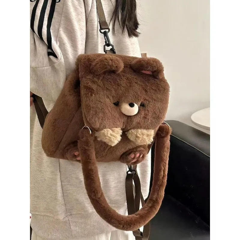 Love Teddy Bear Plush Backpack JK Doll Cute Backpack Cartoon Girl Heart Backpack Cute Student Commuting fashion Bags for Women