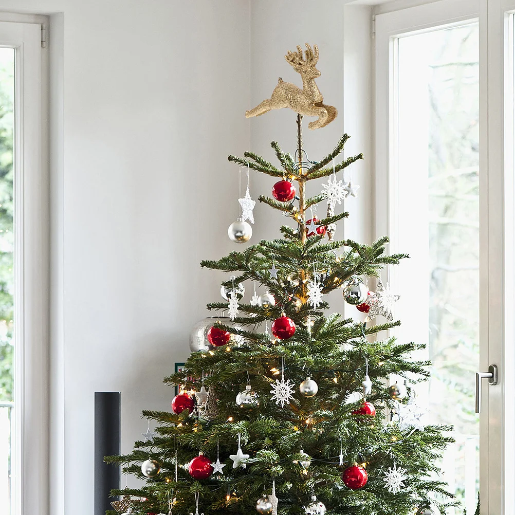 

18Pcs Christmas Decorations Glitter Hollow Treetop Ornaments for Xmas Tree Top Festive Holiday Decoration Supplies