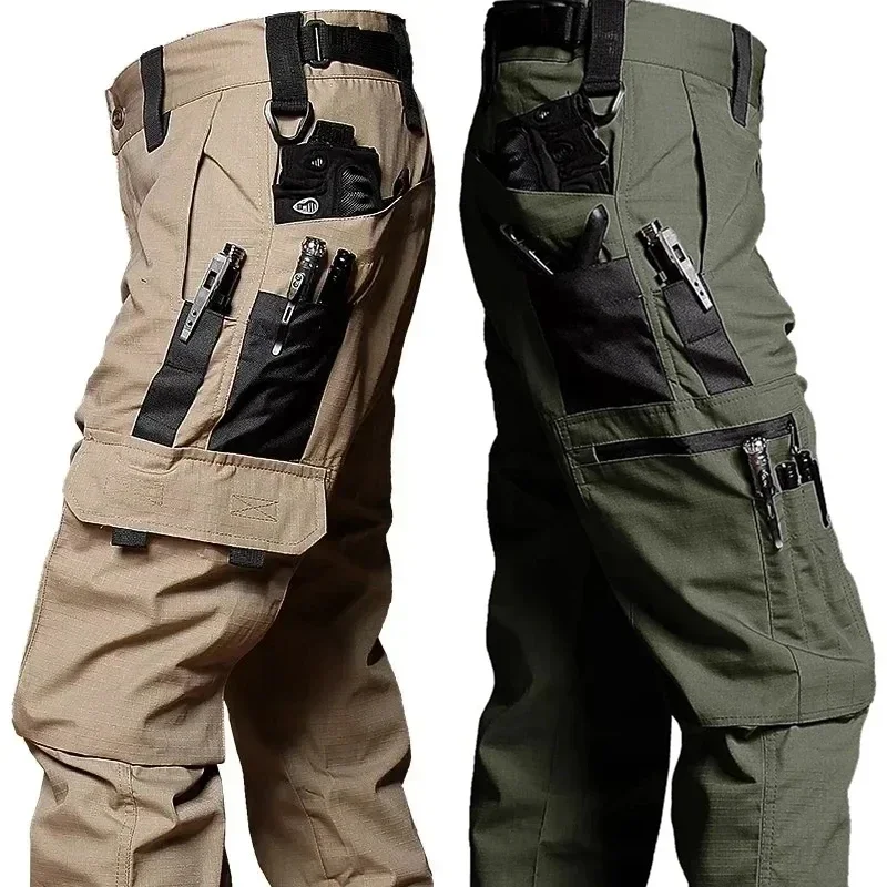 

Men's Outdoor Work Pants 2Pcs Tactical Cargo Trousers Multi-pocket Wear-Resistant Workwear Outdoor Waterproof Hiking Pants