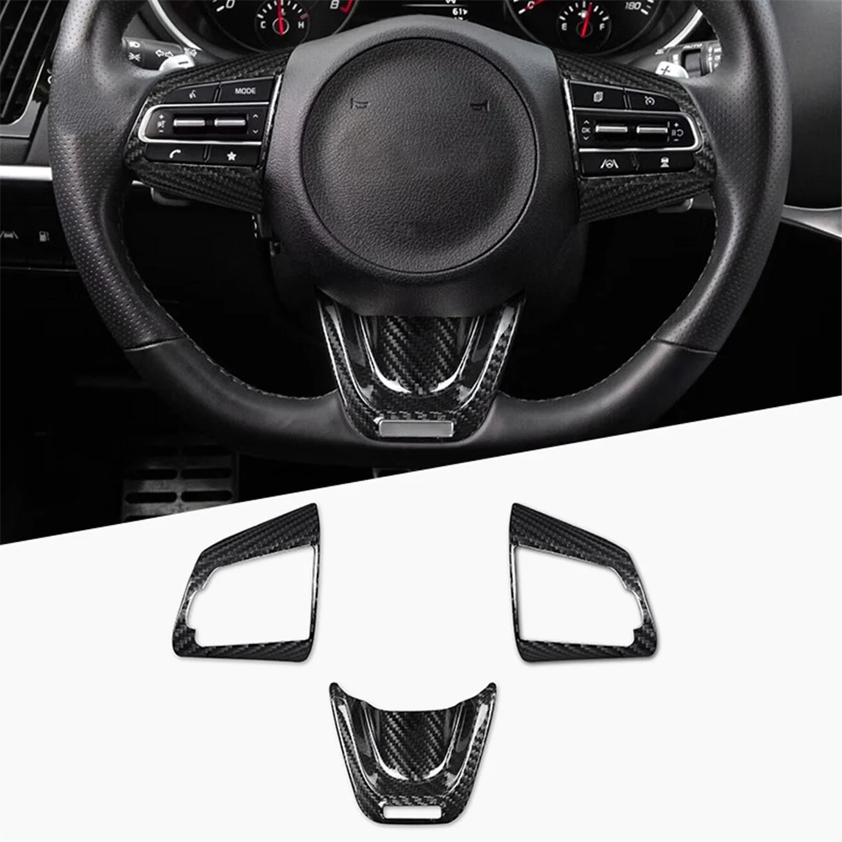 Car Styling Carbon Fiber Steering Wheel Panel Sticker for Kia Stinger 2018-2022 Steering Wheel Control Button Sticker