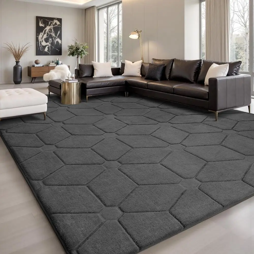 

Soft and Fluffy Area Rugs for Living Room, Bedroom Carpets with Non-Slip Backing, Machine Washable