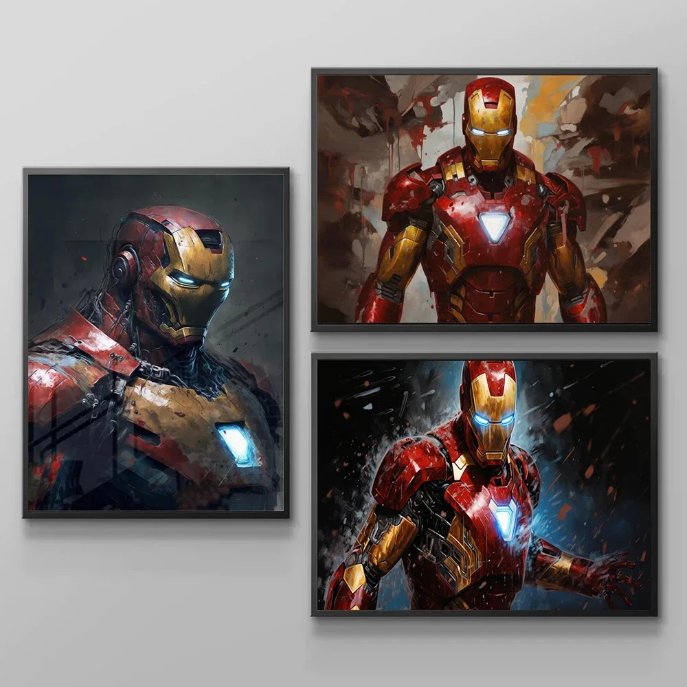 Movie Hero Iron Man Movie Posters Watercolor Paintings Canvas Fashion Pop Prints Wall Art Modern Home Living Room Decor Gifts