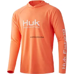 HUK-Camiseta de pesca de manga larga para hombre, ropa de pesca con rendimiento UV para exteriores, camisetas de pesca Upf, protector solar, transpirable, antimosquitos