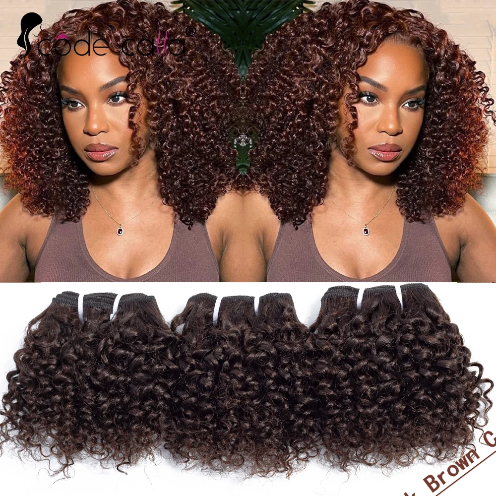 Short Kinky Curly Hair Weave Bundles CodeCalla Cheap Wholesale Price Indian Remy Human Hair Extensions Natural Black Brown Color