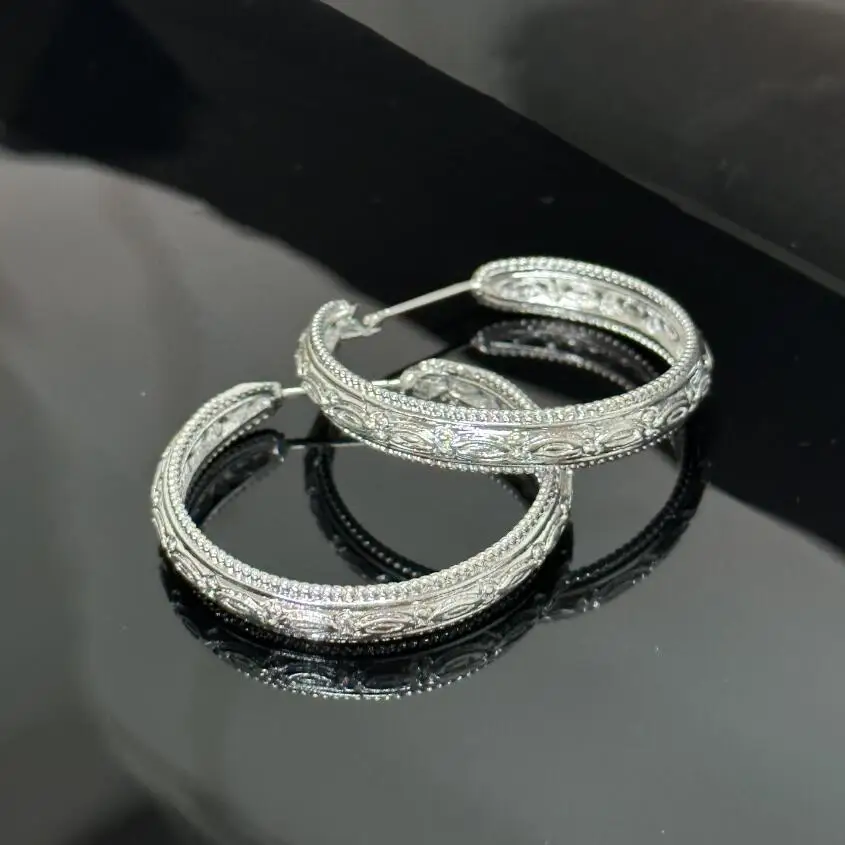 Ethnic Style Silver Plated Big Hoop Earrings Engrave Figure Ancient Mysterious Earrings for Women Jewelry Accessories Gifts