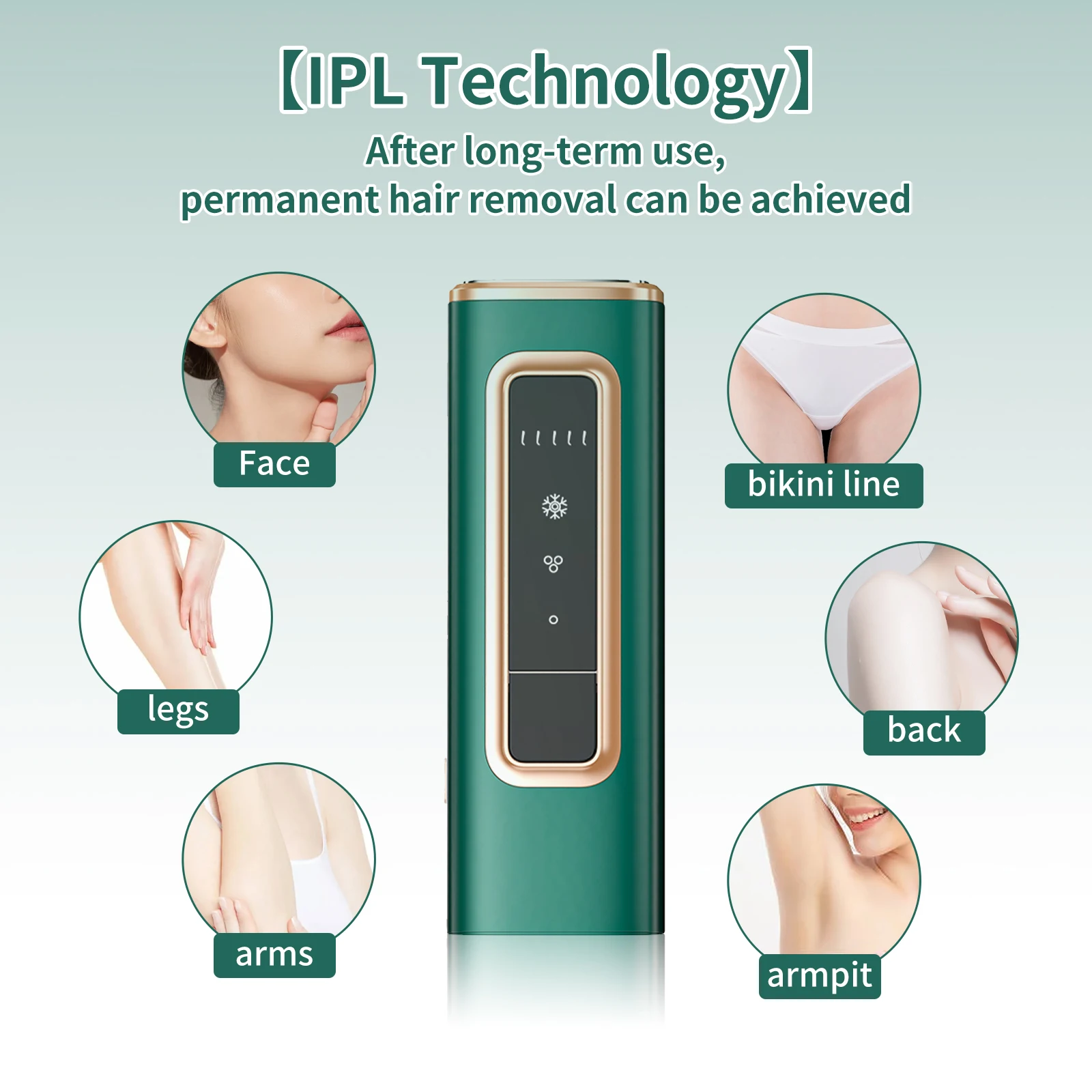 O dispositivo da remoção do cabelo com sistema de refrigeração do gelo, dispositivo da remoção do cabelo, 5 níveis de energia, fda conduziu o ipl