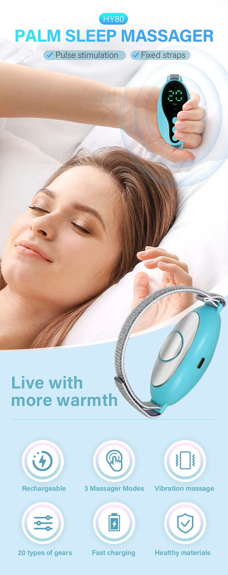 2 Modes 20 Levels EMS Sleep Aid Relaxation Treatment Microcurrent Pulse Hypnosis Device Suitable Insomnia Anxiety