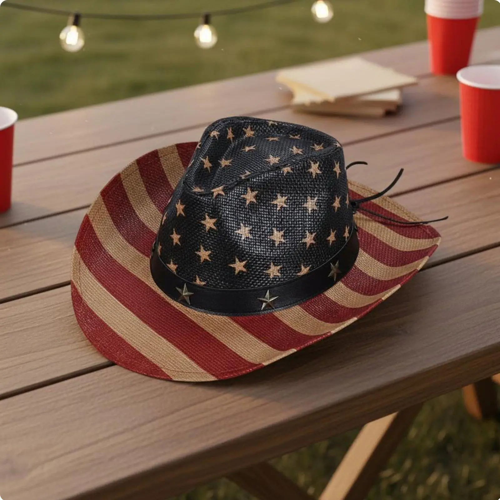 Red White Blue Party Cowboy Hat Decorative Adult Costume Hat Western Cap for Themed Party or Parade