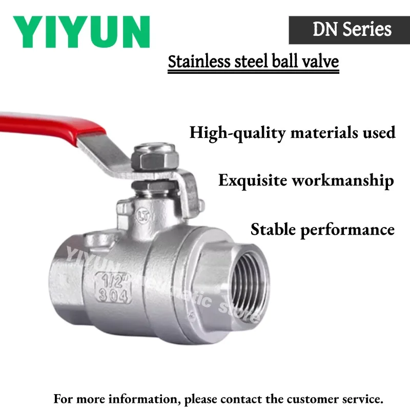 

1PC 304 316 stainless steel ball valve DN8 DN10 DN15 DN20 DN25 DN32 DN40 DN50 Two-piece threaded valve switch DN Series YIYUN