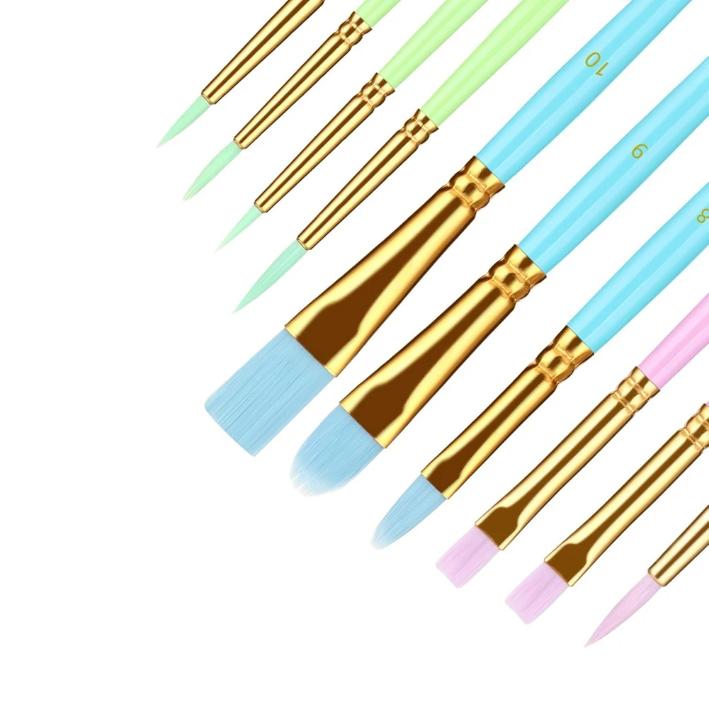 A22I 10 Pcs Artist Paint Brush Set,Pastel Watercolor Brushes Professional Face Paint Brushes Paint Brushes