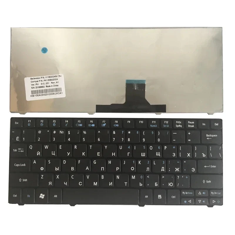 NOVO Teclado Russo RU para Notebook Acer Aspire One 751 751H ZA3 ZA5 715 752 752H 753 753H 722 721 721H AO751 AO751H