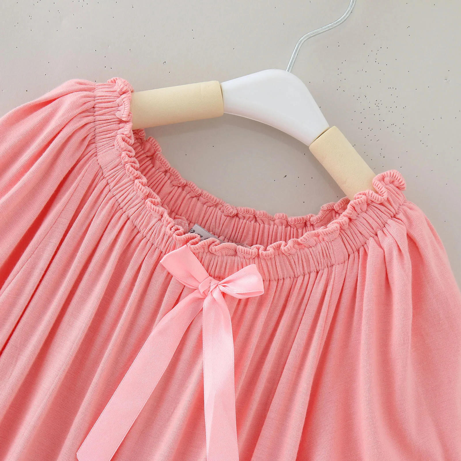 Summer Children\'s Nightgown Baby Girls Clothes Short Sleeve Kids Sleepwear Vintage Ruffled Princess Home Wear Pajamas Kids 2-8T