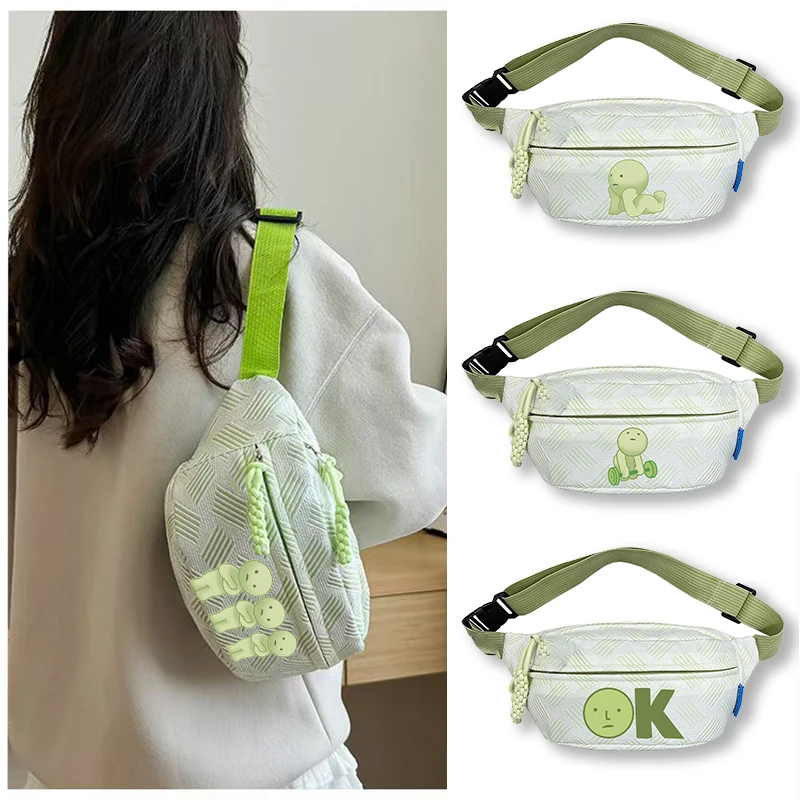 Smiski fille taille sac fermeture éclair Fanny Pack poitrine sacs mignon dessin animé Sports de plein air bandoulière poche décontracté argent pochette cadeau