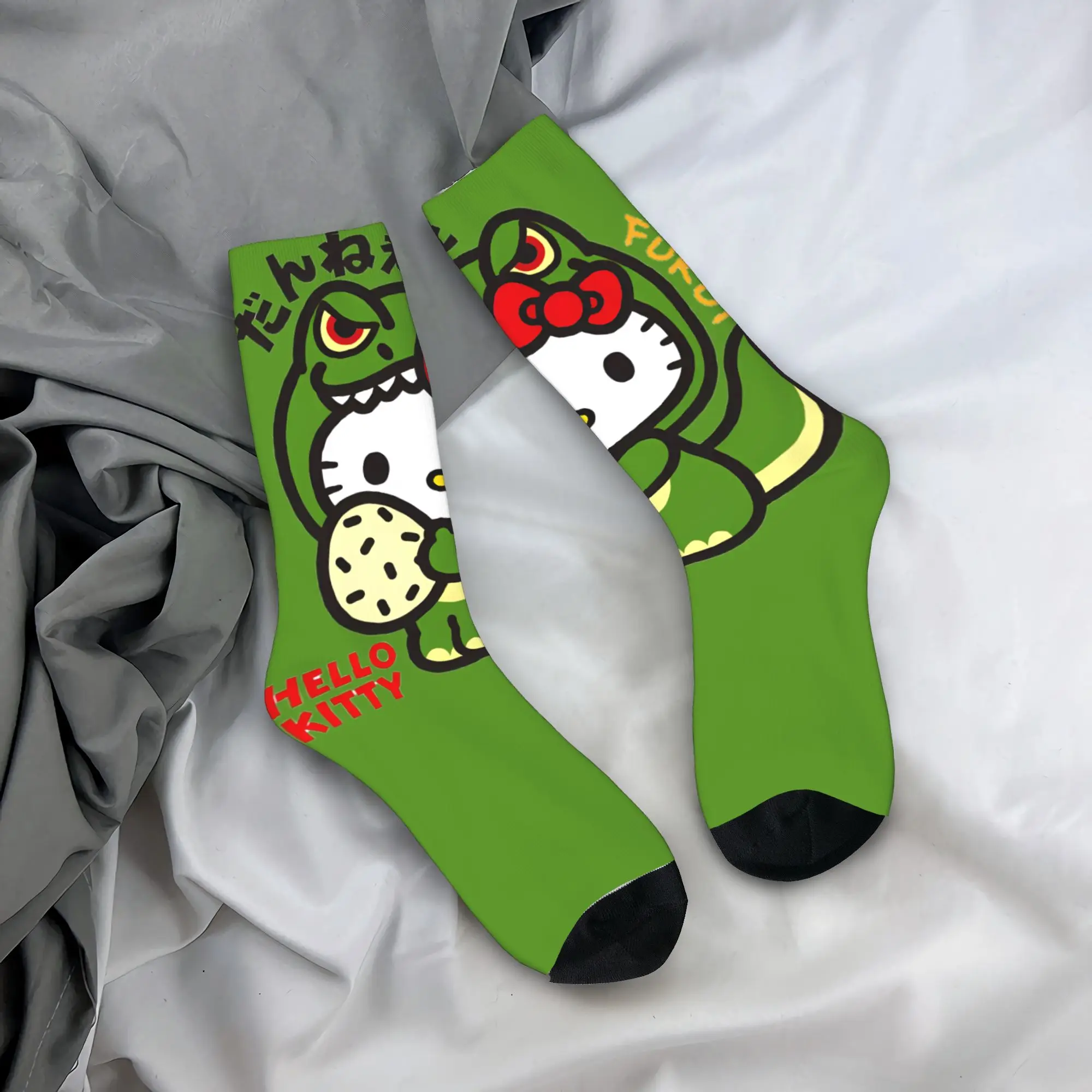 

Носки Hello Kitty с динозавром, дизайнерские чулки, противоскользящие мужские носки, удобные осенние забавные носки для скалолазания