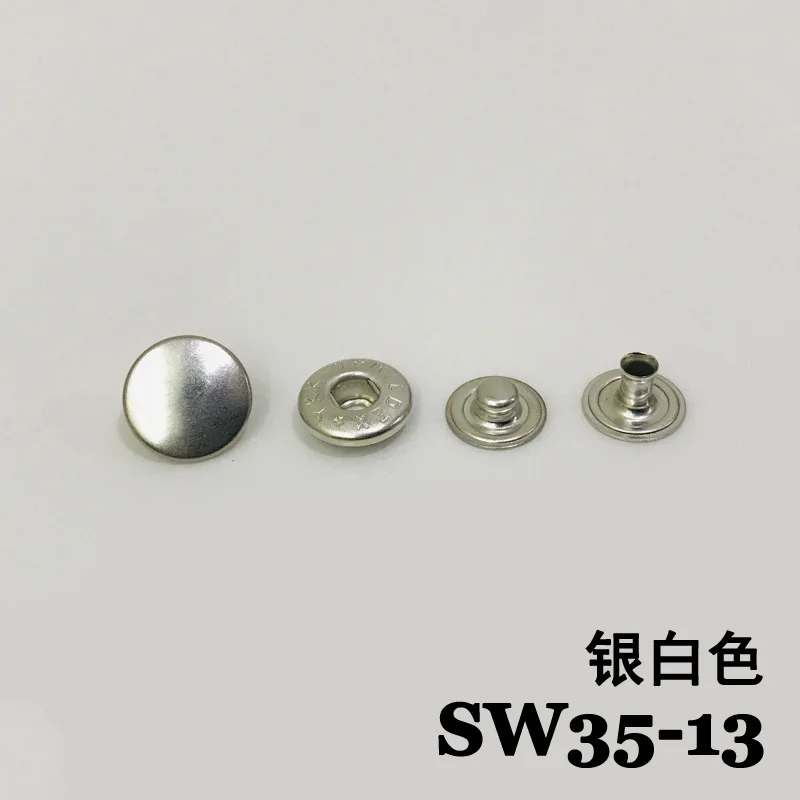 

100pcs Japanese YKK Four Button S-shaped Spring Clothing Copper Snap Buckle SW35-13 (20L) Silver White