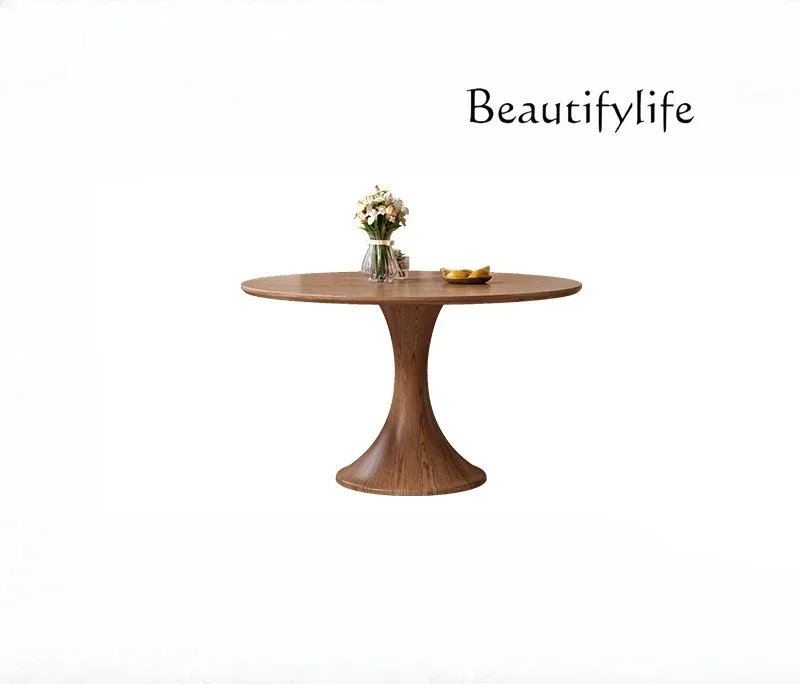 Nordic medieval style solid wood dining table 1 meter casual negotiation French retro balcony household round table